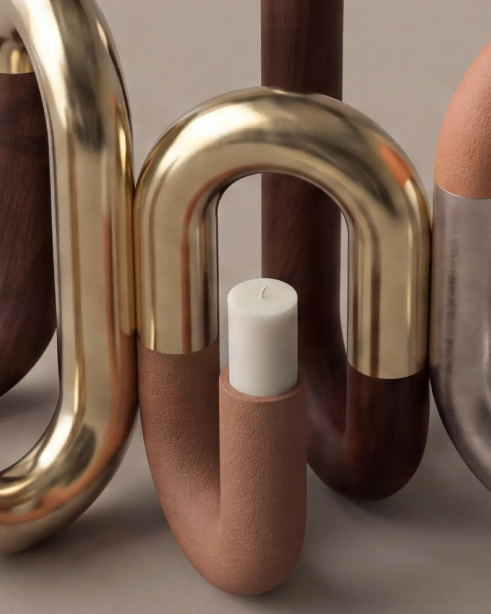Detail of the Sculptural Pillar Candle Holder